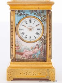 A sub miniature Swiss gilt brass and enamel carriage clock, circa 1890. - image 3
