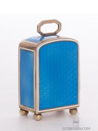 Een miniatuur Zwitsers Art Deco guilloche emaillen reisklokje, circa 18920 - afbeelding 4