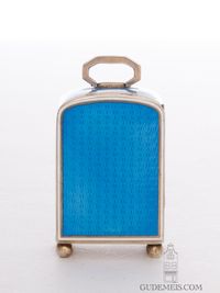 Een miniatuur Zwitsers Art Deco guilloche emaillen reisklokje, circa 18920 - afbeelding 8