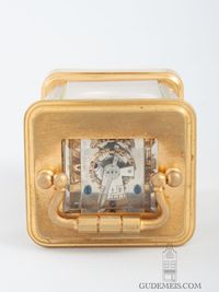 Een miniatuur Frans verguld messing reisklokje Le Roy & Fils, circa 1890. - afbeelding 5