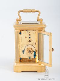 Een miniatuur Frans verguld messing reisklokje Le Roy & Fils, circa 1890. - afbeelding 7