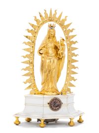 Une horloge de table de la Renaissance figurative allemande du Sud "Madone avec l'enfant", vers 1630. - image 2