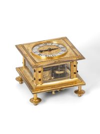 A fine South German engraved gilt horizontal table clock by Johann Sommer Augsburg, circa 1650. - image 1