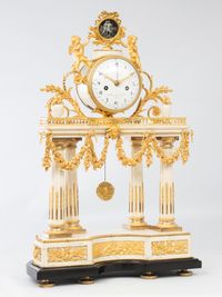 A monumental French Louis XVI marble and ormolu portico mantel clock, Bianchi & Cie A Paris, circa 1770. - image 1