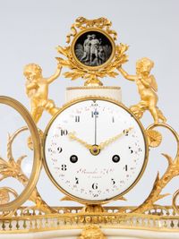 A monumental French Louis XVI marble and ormolu portico mantel clock, Bianchi & Cie A Paris, circa 1770. - image 3