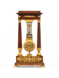 A French late Empire ormolu mounted portico mantel clock with oscillating movement, circa 1825. - image 2