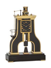 Eine französische patinierte bronzierte Industrie-Pendeluhr 'Dampfhammer', Guilmet um 1880 - image 2