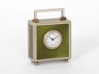 Een Zwitsers Art Deco guilloche emaillen miniatuur klokje, circa 1930. - afbeelding 2