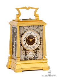 Une rare horloge de voyage française en laiton doré « retour d'Égypte », vers 1870. - image 1