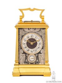 Une rare horloge de voyage française en laiton doré « retour d'Égypte », vers 1870. - image 2