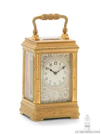 Ein französisches vergoldetes und graviertes Messing-Miniatur-Reiseuhr, ca. 1890. - image 1