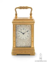 Ein französisches vergoldetes und graviertes Messing-Miniatur-Reiseuhr, ca. 1890. - image 2