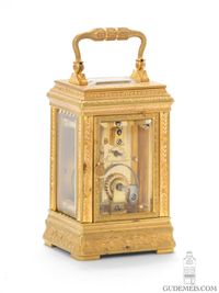 Ein französisches vergoldetes und graviertes Messing-Miniatur-Reiseuhr, ca. 1890. - image 3