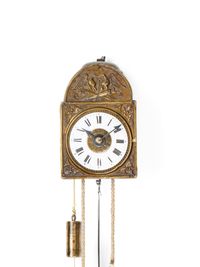Une petite horloge murale miniature allemande du Sud "Sorg" avec réveil, vers 1840. - image 2