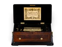 Une belle boîte à musique cylindrique incrustée de marqueterie suisse, PVF, vers 1870. - image 3