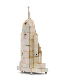 An attractive Austrian architectural mother-of-pearl zappler mantel clock, circa 1840. - image 3