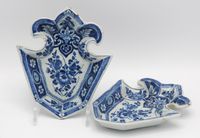 Pair of Dutch Delft Fleur-de-Lys Sweetmeat Dishes - image 1