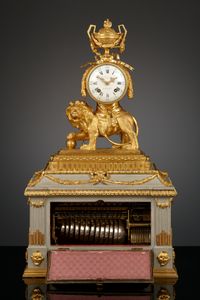 French Louis XVI lion mantel clock with musical box - image 2