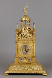 German Renaissance Vertical Astronomical Table Clock - image 3