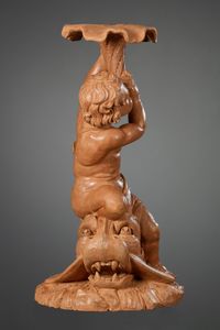 Vlaamse Terracotta sculptuur van Triton op een Dolfijn - afbeelding 3