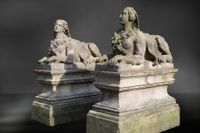 Pair of French Sandstone Sphynxes - image 3