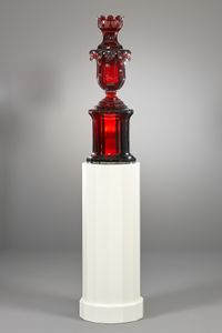 Large Russian ruby red glass decorative vase, Imperial Glass Factory, St Petersburg - image 2