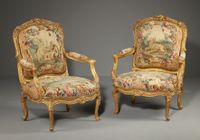 Pair of Louis XV gilt-wood Armchairs from the Waterford Suite, Jean Jacques Tilliard  - image 1