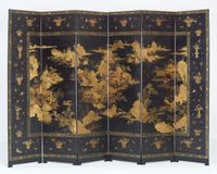 Japanese Six-fold Lacquered Screen - image 3