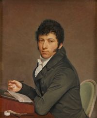 Circle of Jacques-Louis David: Self portrait of a writing man - image 1