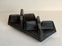 Jan van der Vaart (1931-2000), pair of bronze glazed square stoneware candlesticks, early 'Multiple', rare! - image 2