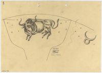 Sybren Valkema voor Glasfabriek Leerdam, Glazen plafondlamp met een deel van de dierenriem, 1947 - afbeelding 3