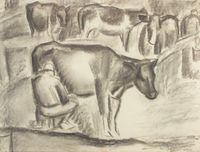 Leo Gestel, 'Beemster', charcoal on paper, 1922 - image 1