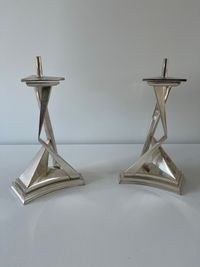 Salvadore Dali, a set CHROMIUM PLATED METAL PRICKET CANDLESTICKS: L'IMMORTALITI DE CASTOR ET POLLUX - image 1