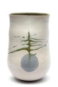 Hans de Jong, 'Poldervaas', 1983, aardewerk 1220 graden, met een delicaat en kenmerkend glazuur - afbeelding 1