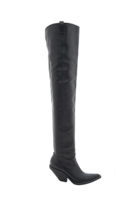  Givenchy Thigh High Black Leather Western Style Boots