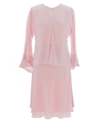 Chanel Skirt Suit in Pale Pink Tiered Flared  Silk 