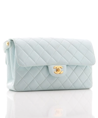 Chanel Light Blue Quilted Double Flap Bag
