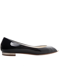 Chanel Black Patent Leather Peep Toe Flats