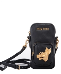 Miu Miu Mini Shoulder Bag in Black Leather