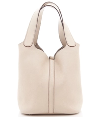 Hermès 'Picotin Lock MM Bag' in  Off White Clemence Leather