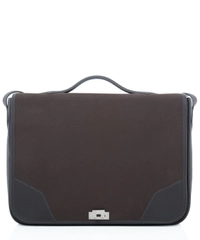 Hermès Musette in Coffee Brown Color Leather and Canvas