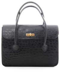 Mulberry Vintage Handbag in Black Croc Embossed Leather