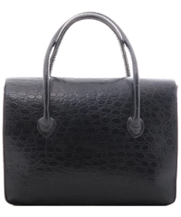 Mulberry Vintage Handbag in Black Croc Embossed Leather