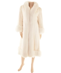 White Mink Full Length Coat with Fox Trim