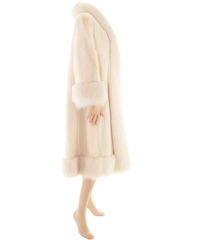 White Mink Full Length Coat with Fox Trim