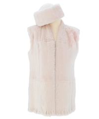 By Rademakers Pink Rabbit Fur Sleeveless Jacket