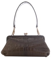 Miu Miu Green Croc Embossed Shoulder Bag