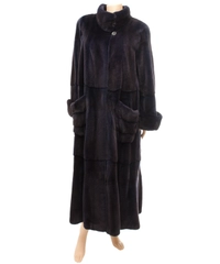 Bloder Pelz Long Length Aubergine Plucked Female Mink Fur Coat