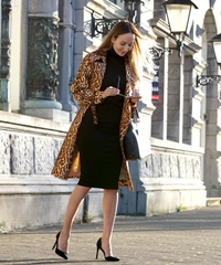 Céline Wool and Silk Leopard Print Trench Coat