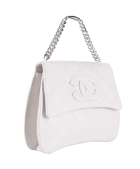 Chanel White Quilted Leather Handbag